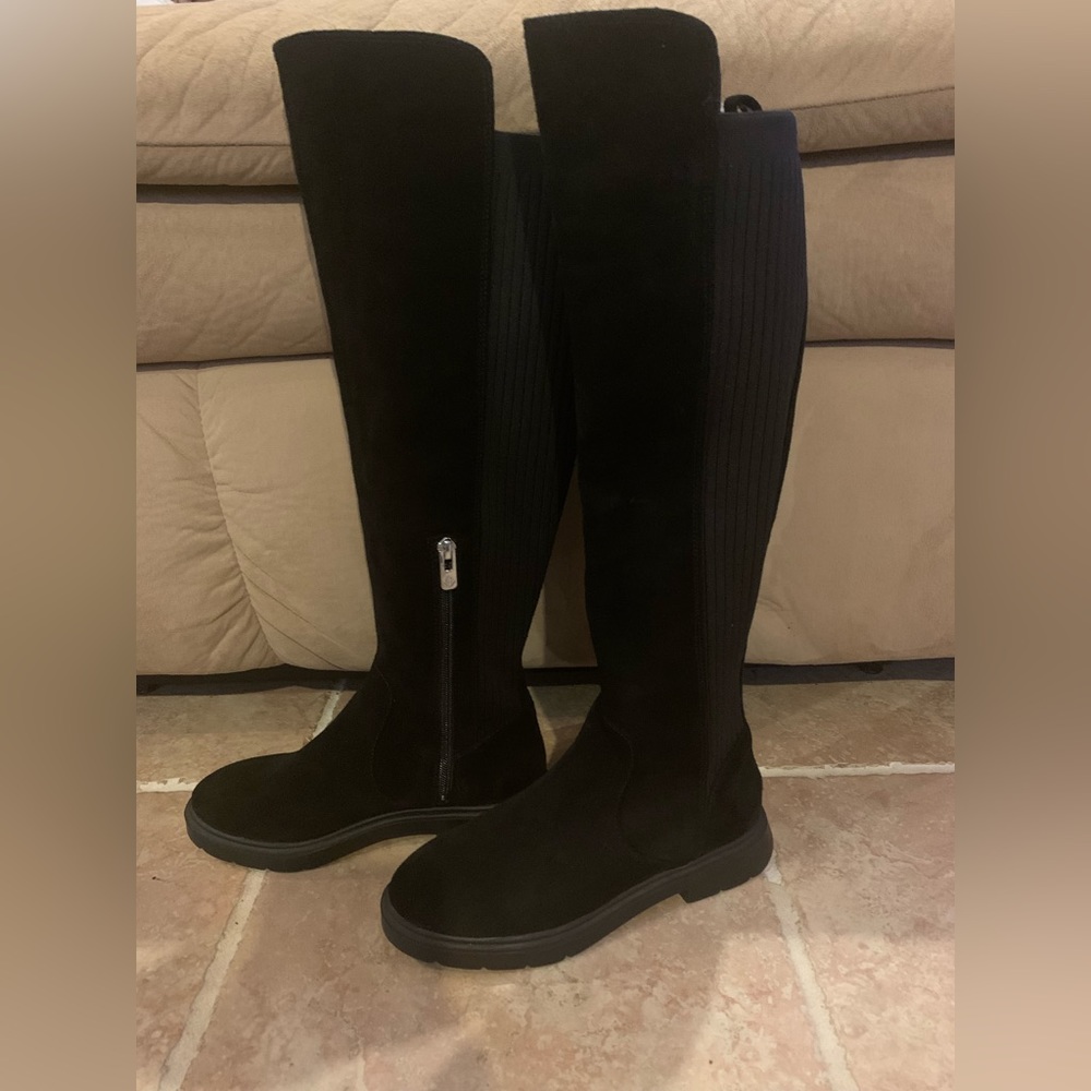 Black Antonio Melani knee boots.  NWT.   6M.  Stretch calf inside zip
